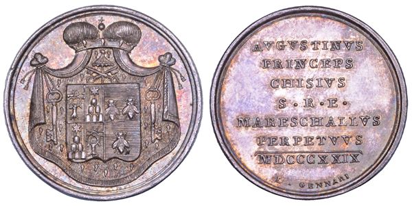 STATO PONTIFICIO. SEDE VACANTE 1829. Medaglia in argento emessa dal Maresciallo del Conclave Principe Agostino Chigi.
