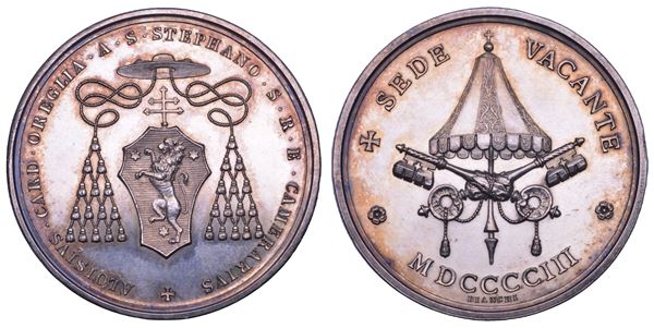 ROMA. SEDE VACANTE 1903. Medaglia in argento emessa dal Cardinale Camerlengo Luigi Oreglia di S. Stefano.