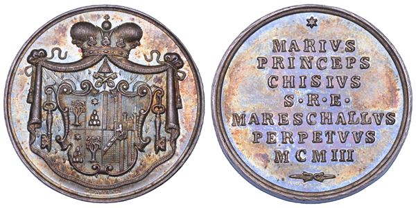 ROMA. SEDE VACANTE 1903. Medaglia in argento emessa dal Maresciallo del Conclave Principe Mario Chigi.