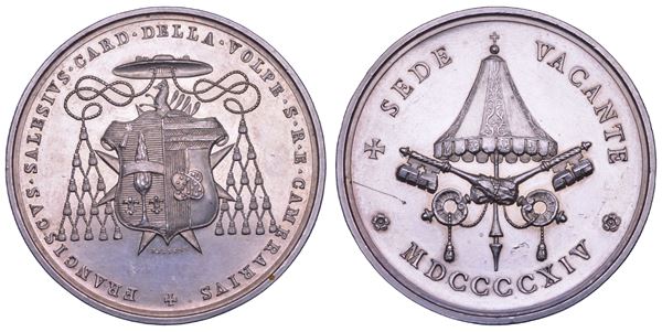ROMA. SEDE VACANTE 1914. Medaglia in argento emessa dal Cardinale Camerlengo Francesco Salesio Della Volpe (seconda variante).