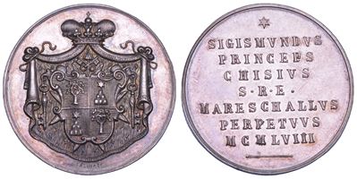 Maresciallo del Conclave Principe Sigismondo Chigi, VATICANO. Sede vacante 1958. Medaglia in arge...