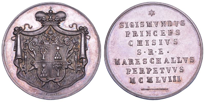 Maresciallo del Conclave Principe Sigismondo Chigi, Medaglia in argento “Vaticano. Sede vacante”,...