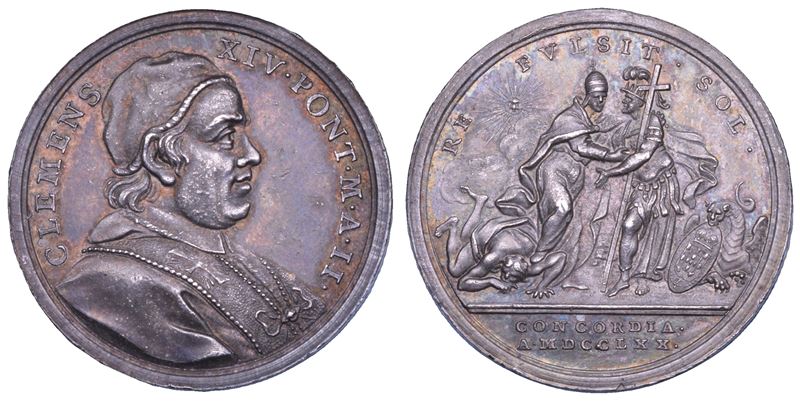 Gian Vincenzo Antonio Ganganelli (Clemente XIV), Medaglia annuale pontificia in argento 1770/A, I...