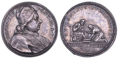 Benedetto XIV (Prospero Lorenzo Lambertini), Medaglia in argento “Lavanda dei Piedi del Giovedì S...