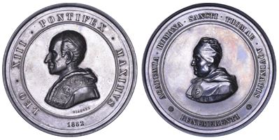 Leone XIII (Vincenzo Gioacchino Luigi Pecci), Medaglia in argento 1882 “Merito dell’Accademia Rom...