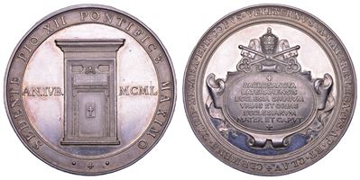 Eugenio Pacelli (Pio XII), Medaglia commemorativa della Porta Santa chiusa, argento, 1950