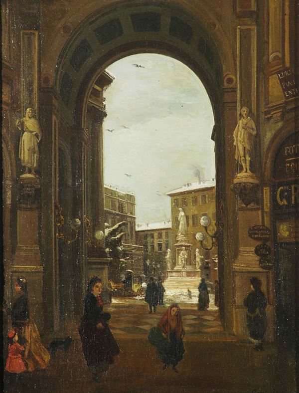Angelo Inganni (1807-1880) Piazza della Scala