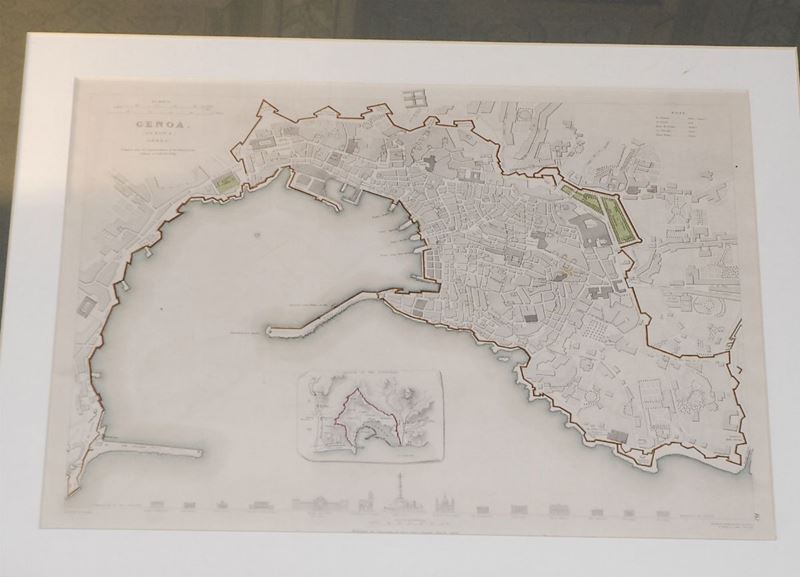 Incisione raffigurante la planimetria di Genova nel 1836  - Auction Antiquariato, Argenti e Dipinti Antichi - Cambi Casa d'Aste