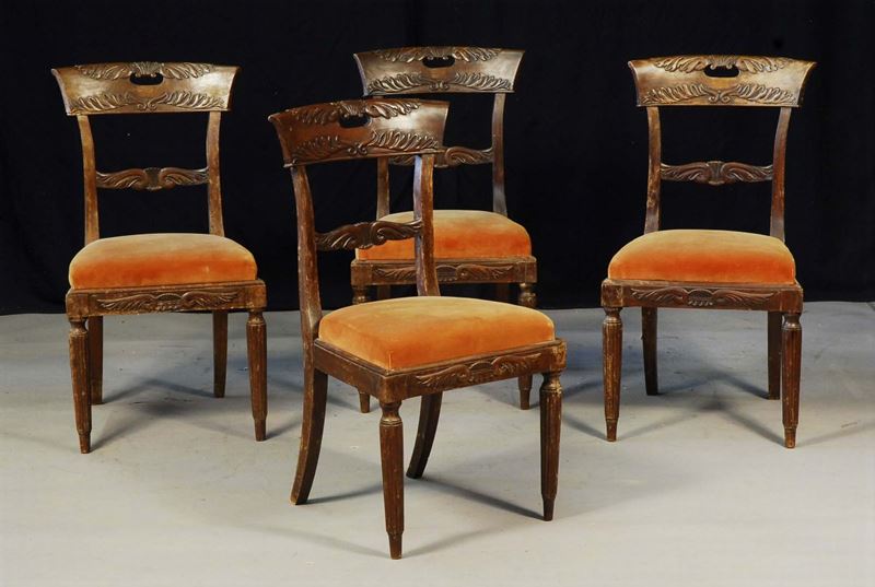 MANDATO NON FIRMATO Quattro sedie, XIX secolo  - Auction OnLine Auction 10-2012 - Cambi Casa d'Aste