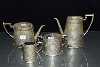 Servizio da T e Caff in Metallo Argentato, Inghilterra, XIX Secolo