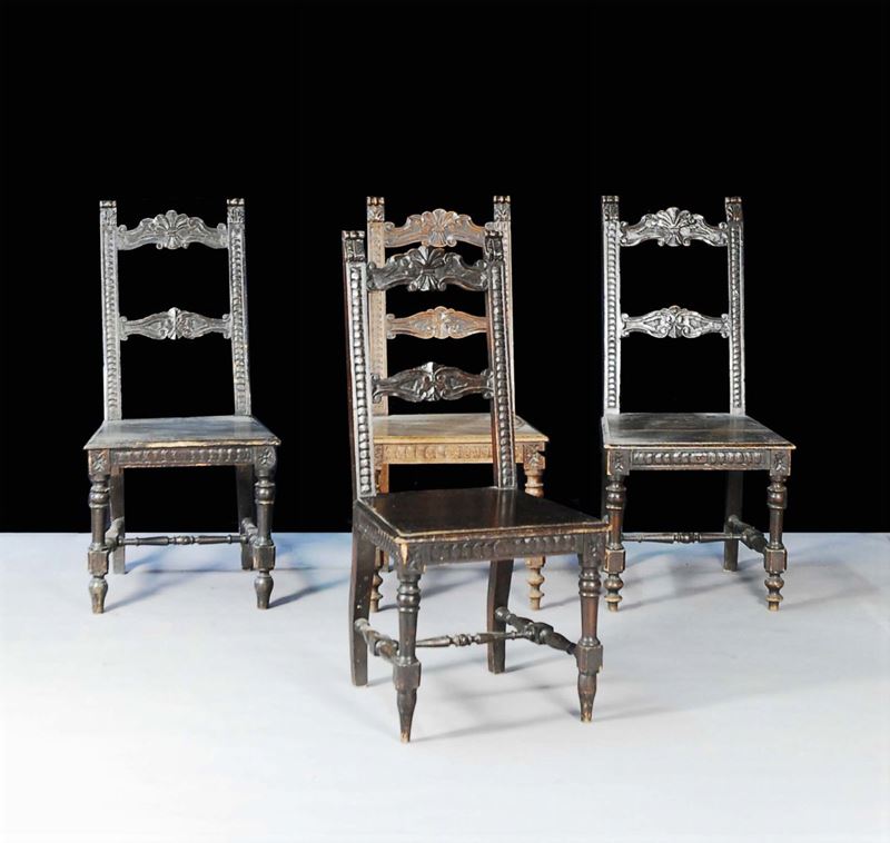 Quattro sedie a stecca  - Asta Antiquariato e Dipinti Antichi - Cambi Casa d'Aste