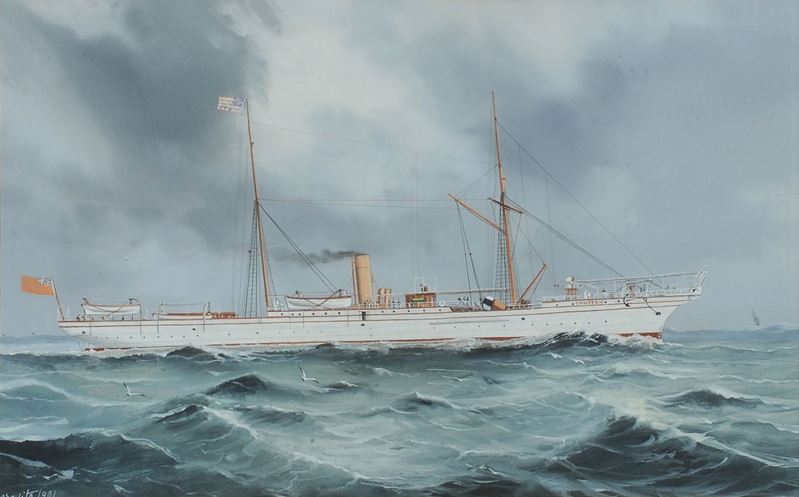 Esposito, 1901 Ritratto di steam yacht in navigazione  - Asta Arte Marinara - Cambi Casa d'Aste