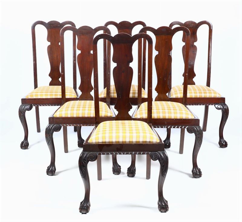 Sei sedie inglesi in mogano, XIX secolo  - Auction Time Auction 1-2015 - Cambi Casa d'Aste