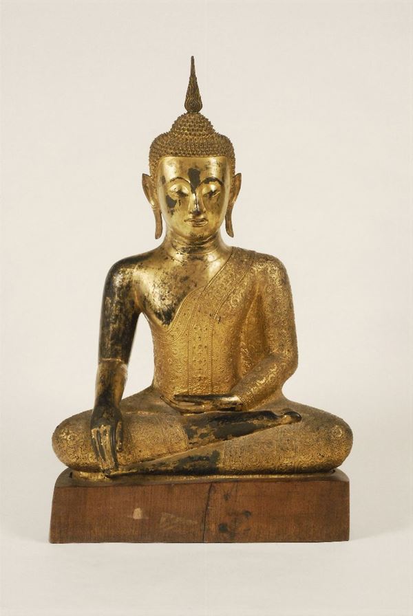 Buddha in bronzo dorato, Thailandia fine XVIII - inizio XIX secolo
