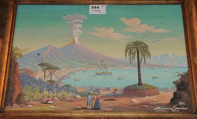 Scuola Napoletana del XIX Secoloveduta di Napoli Col Vesuvio