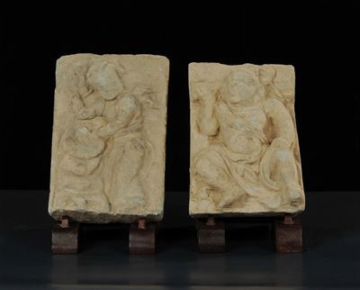 Due Placche in Terracotta, Cina Epoca Han