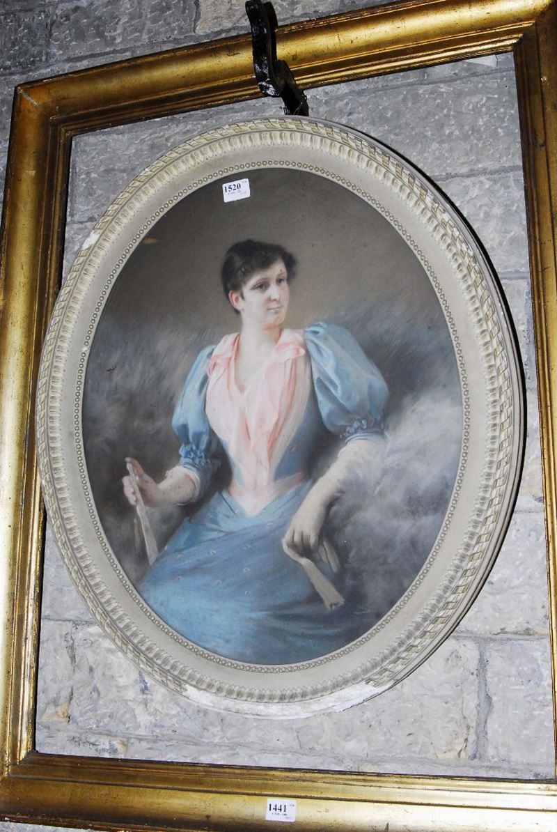 Pastello raffigurante gentildonna di forma ovale  - Auction Antiquariato, Argenti e Dipinti Antichi - Cambi Casa d'Aste