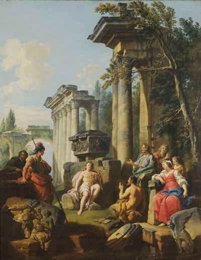 Giovanni Paolo Panini (1692-1765)marsia Sfida Apollo di Fronte al Re Midaapollo Scortica Marsia D...