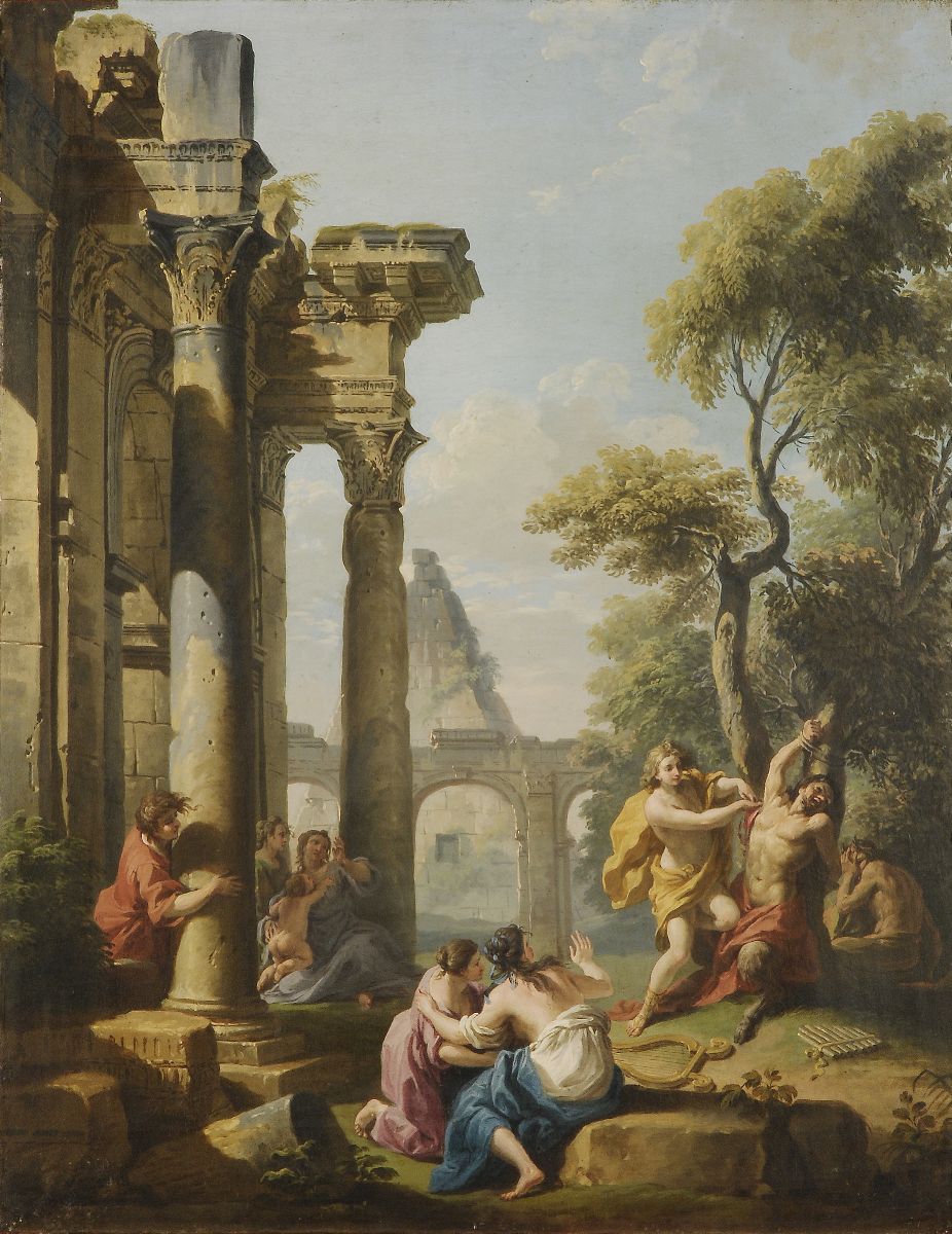 Giovanni Paolo Panini (1692-1765)marsia Sfida Apollo di Fronte al Re Midaapollo Scortica Marsia D...