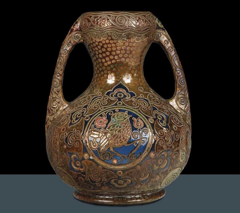 Galileo Chini (1873-1956) - Fornaci di S. Lorenzo - Mugellogrande vaso biansato   - Asta Arti Decorative del XX secolo e Design - Cambi Casa d'Aste