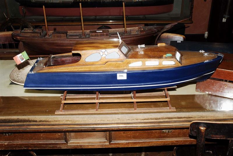 Modellino in legno del Motoscafo Cristina II, XX secolo  - Auction Antiquariato, Argenti e Dipinti Antichi - Cambi Casa d'Aste