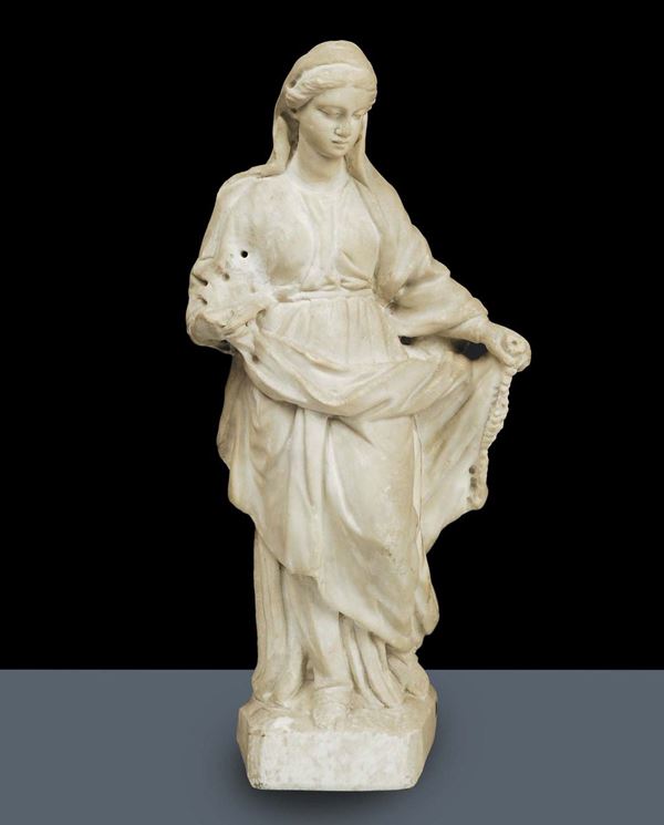 Scultura in marmo raffigurante Madonna, XVIII secolo