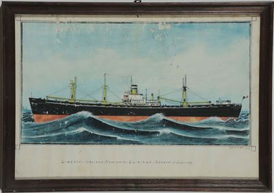 Giovanni Luzzo (XIX-XX Secolo)ritratto del Piroscafo Luisiana al Largo del Porto di Genova, 1941