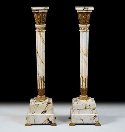 Coppia di Colonne in Marmo Bianco, XIX Secolo
