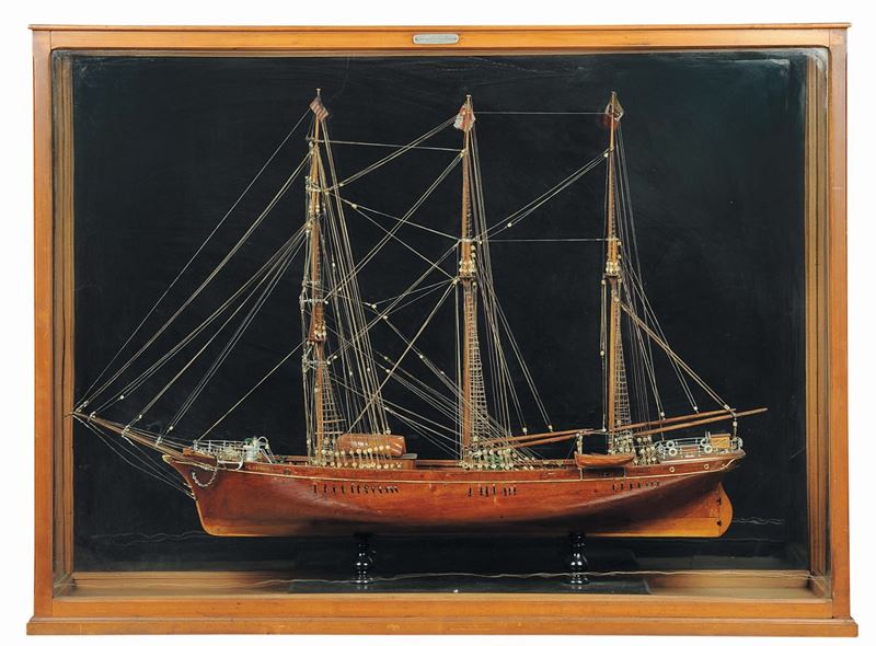 Modello del brigantino goletta a palo G. Oberdan in legno  - Auction Maritime Art and Scientific Instruments - Cambi Casa d'Aste