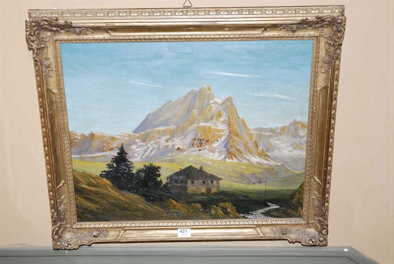 Anonimo del XX secolo Paesaggio montano  - Auction Time Auction 1-2014 - Cambi Casa d'Aste