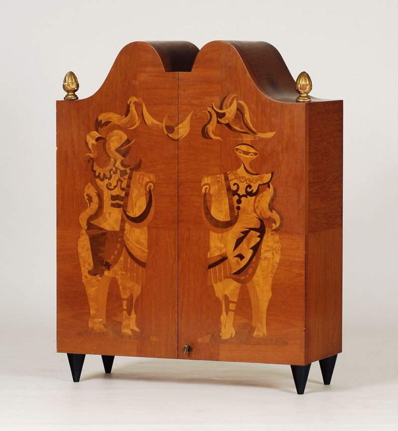 Mobile bar in legno esotico, manifattura Italiana 1950 circa  - Auction Time Auction 1-2015 - Cambi Casa d'Aste