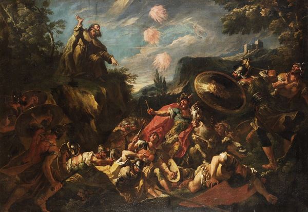 Gaspare Diziani (Belluno 1689-Venezia 1767) Il fuoco sceso dal cielo protegge Elia e distrugge i soldati  [..]