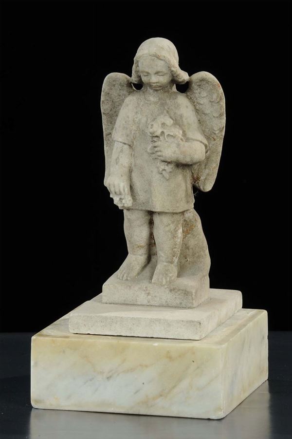 Scultura in pietra raffigurante angelo, XX secolo