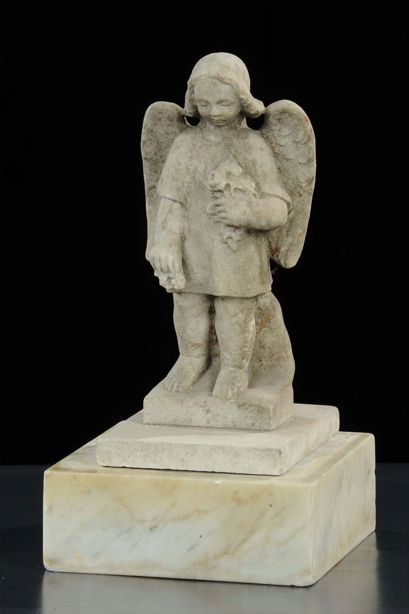 Scultura in pietra raffigurante angelo, XX secolo  - Asta Antiquariato e Dipinti Antichi - Cambi Casa d'Aste