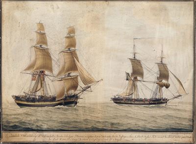 Nicolas Camilleri (1762-1860)brigantini in Navigazione Lungo la Costa Africana