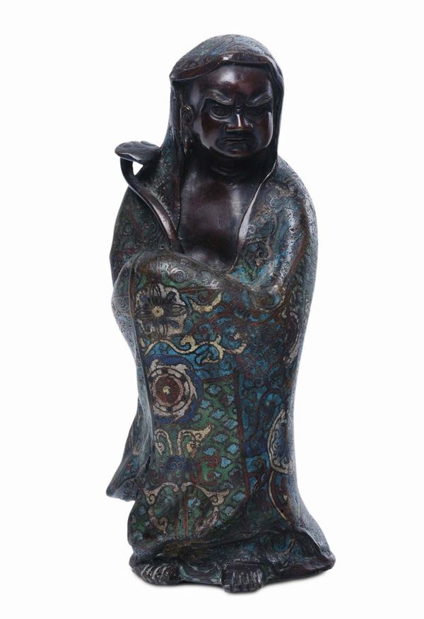 Figura di saggio in bronzo cloisonne, Giappone, Meiji XIX secolo