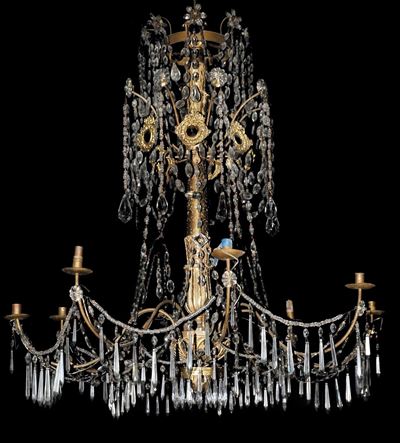 Coppia di Lampadari Luigi XVI a Otto Luci, Genova Fine XVIII Secolo