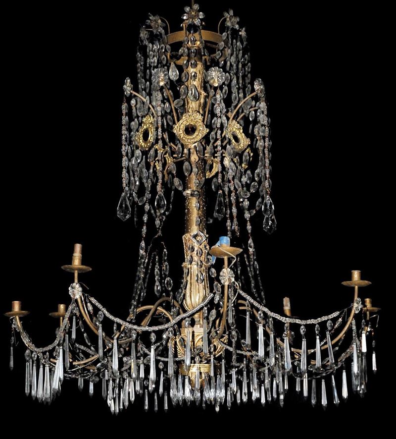 Coppia di lampadari Luigi XVI a otto luci, Genova fine XVIII secolo  - Asta Antiquariato e Dipinti Antichi - Cambi Casa d'Aste