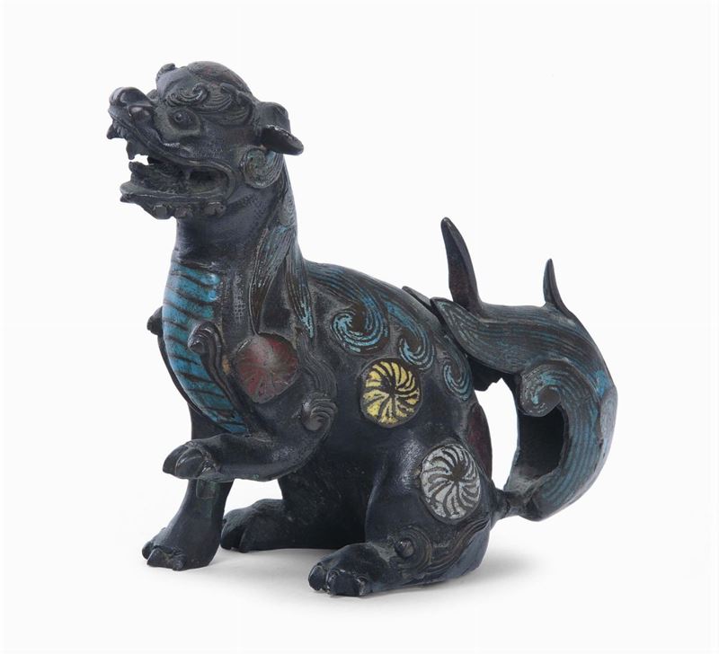 Cane di Pho in bronzo, Giappone XIX secolo  - Asta Arredi dalle dimore degli eredi Ercole Marelli e altre provenienze - Cambi Casa d'Aste