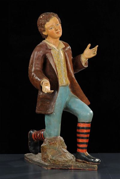 Figura Lignea Raffigurante Pastore, XVIII -XIX Secolo