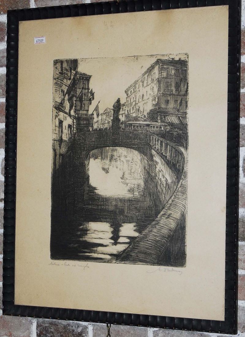 M. Durbino Ponte sul naviglio  - Asta Antiquariato, Argenti e Dipinti Antichi - Cambi Casa d'Aste