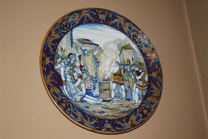Grande piatto a lustro con episodio di storia romana, inizio XX secolo  - Asta Antiquariato e Dipinti Antichi - Cambi Casa d'Aste