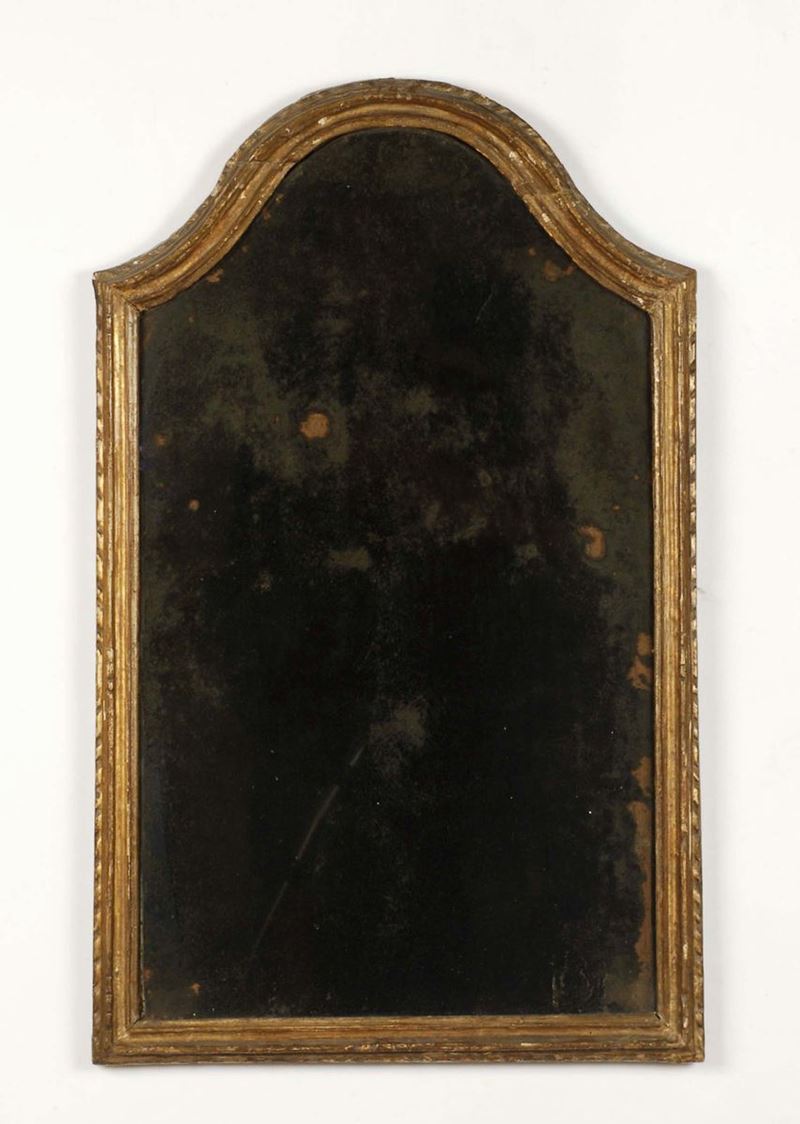 Specchiera dorata con cimasa sagomata, XVIII-XIX secolo  - Auction Time Auction 3-2014 - Cambi Casa d'Aste