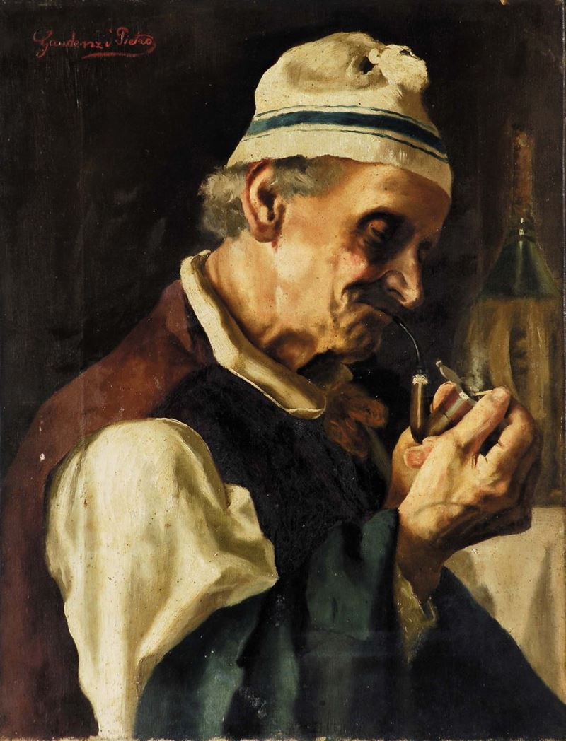 Pietro Gaudenzi (1880-1955) Marinaio con pipa  - Asta Asta a Tempo 1-2014 - Cambi Casa d'Aste
