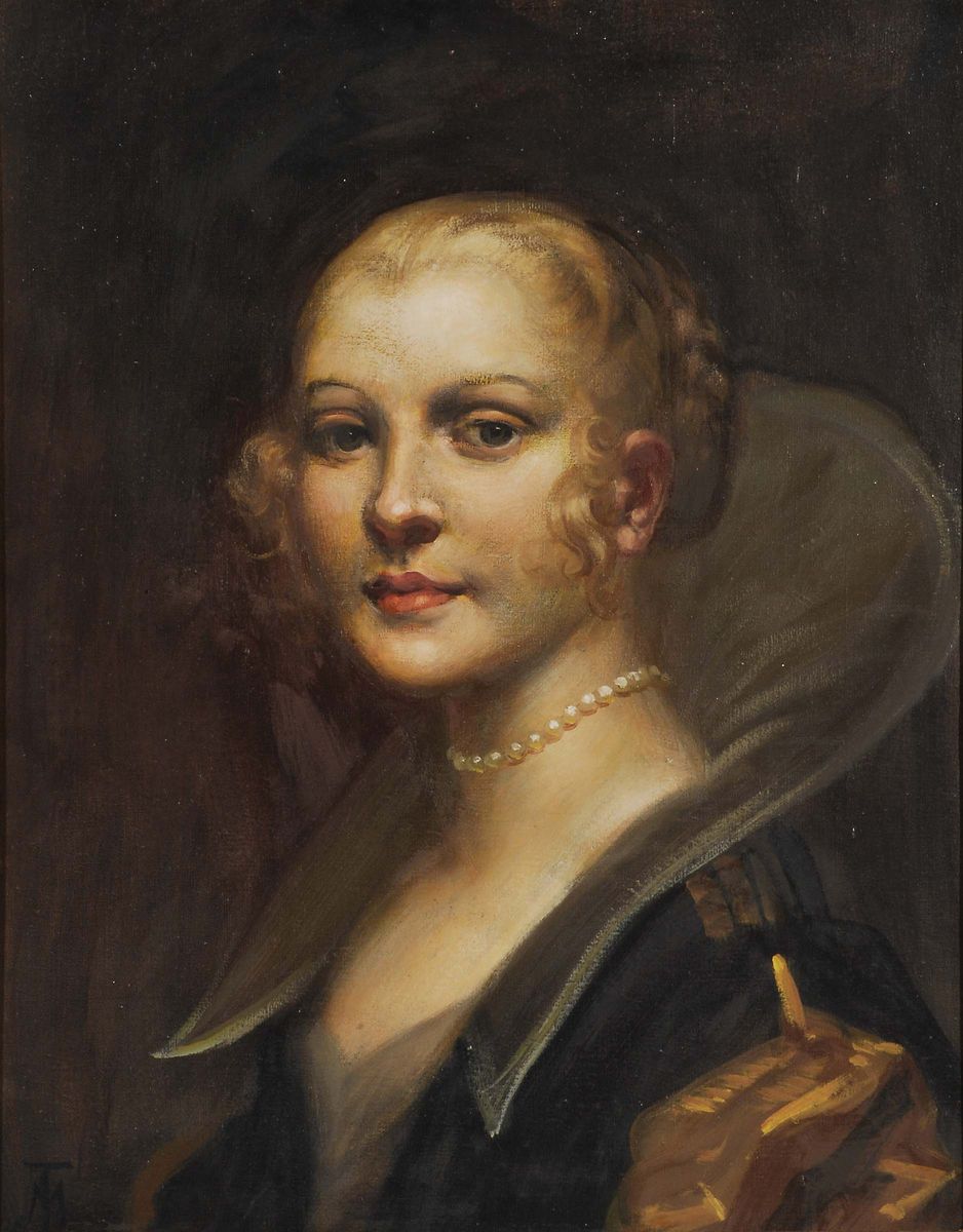 Mattia Traverso (1885-1956)ritratto di Donna Ritratto di Cavaliere