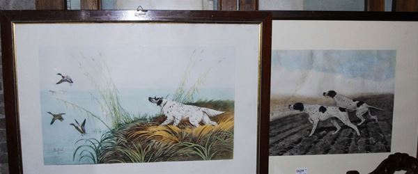 Quattro litografie con scene di caccia