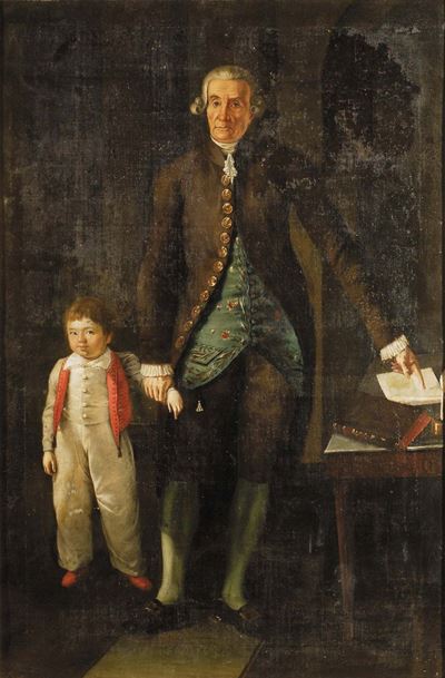 Anton Von Maron (1733-1808)ritratto del Marchese Cambiaso con Bambino