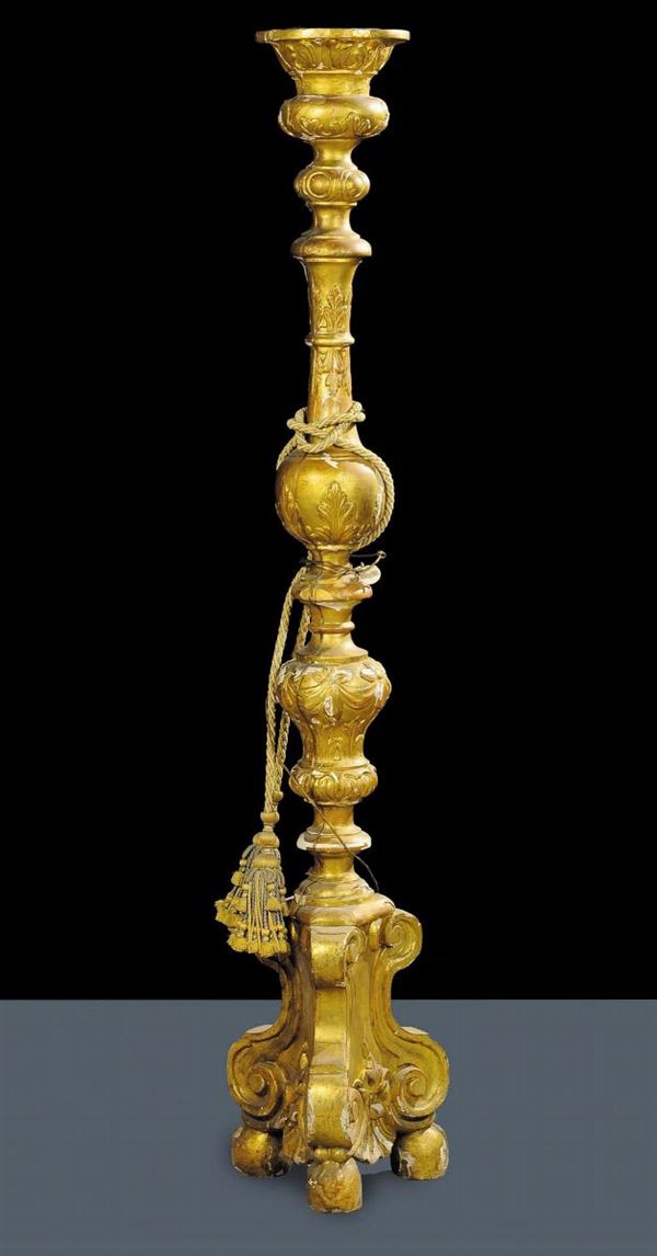 Torciera in legno dorato, fine XVIII secolo