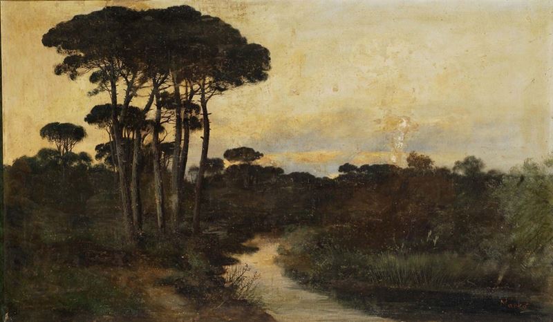 Henry Marko (1855-1921) Paesaggio campestre  - Asta Antiquariato e Dipinti Antichi - Cambi Casa d'Aste