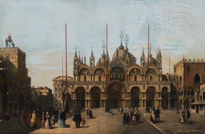 Veduta di Piazza San Marco con Personaggi